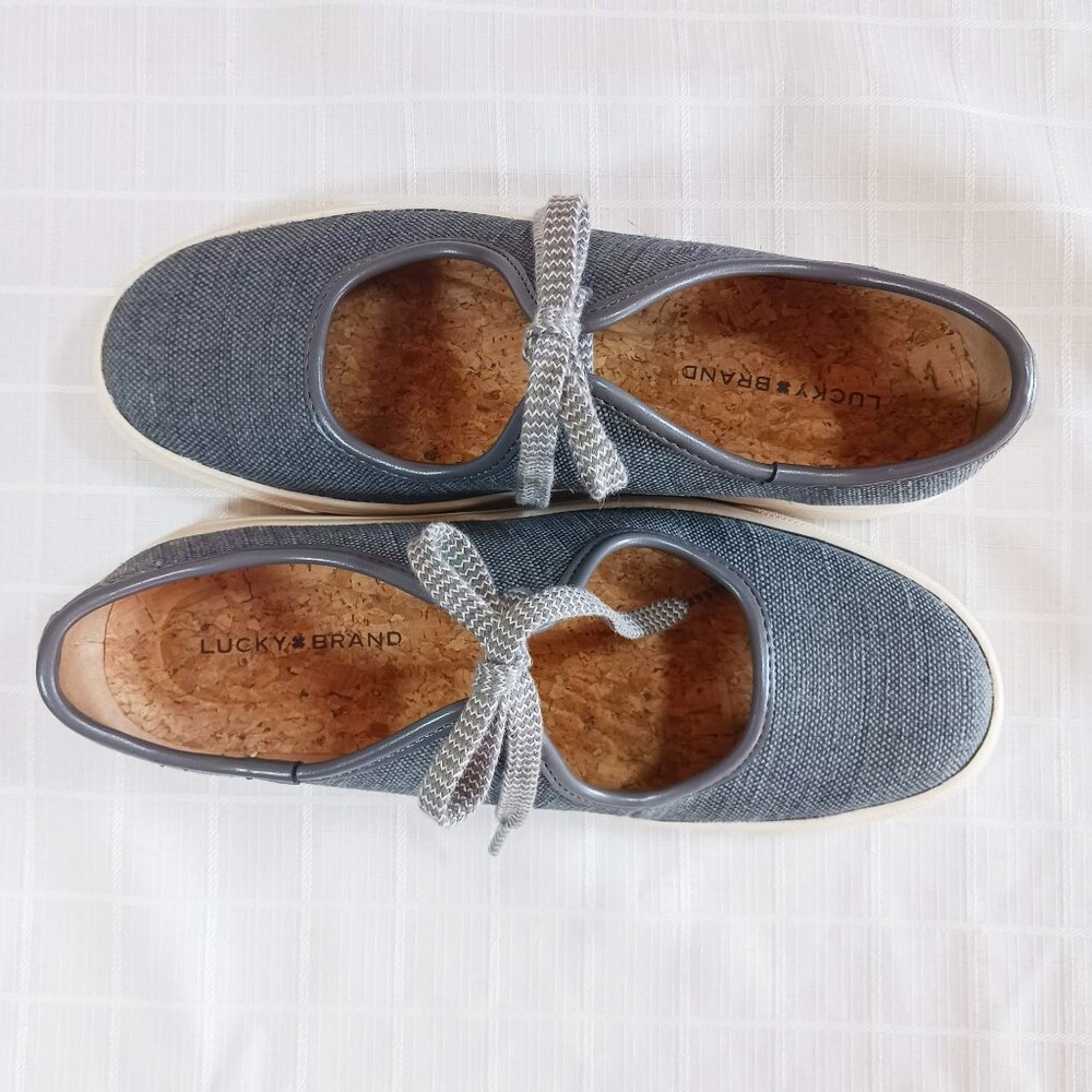 Lucky Brand Women's Lisia Cutout Tie Fabric Sneakers In Navy